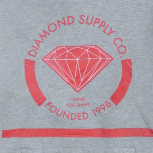 Diamond Supply Co Women's Grey Small Pullover Hoodie Sweatshirt