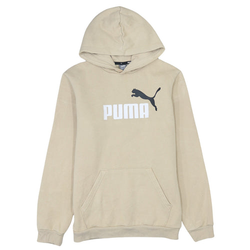 Puma Boys Beige Pullover Hoodie 15-16 Years Graphic Logo Cotton Blend