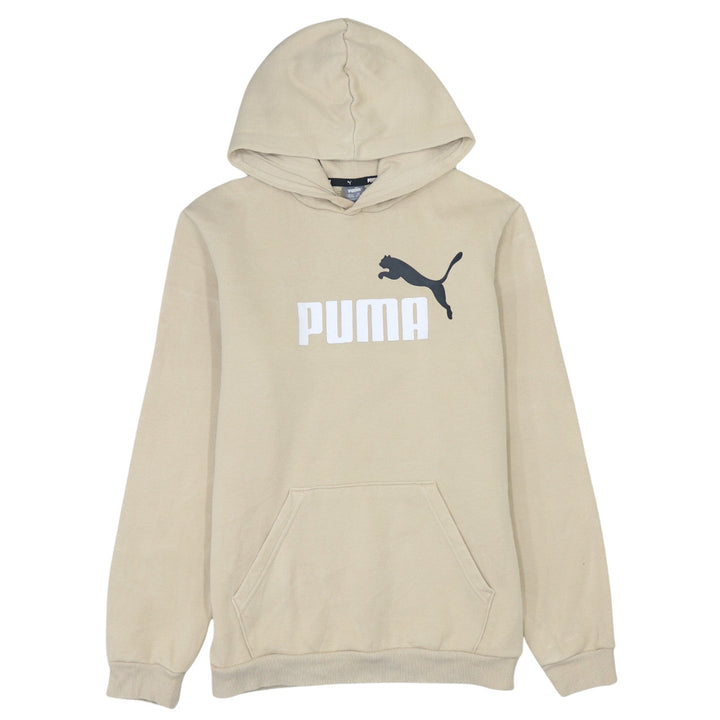 Puma Boys Beige Pullover Hoodie 15-16 Years Graphic Logo Cotton Blend