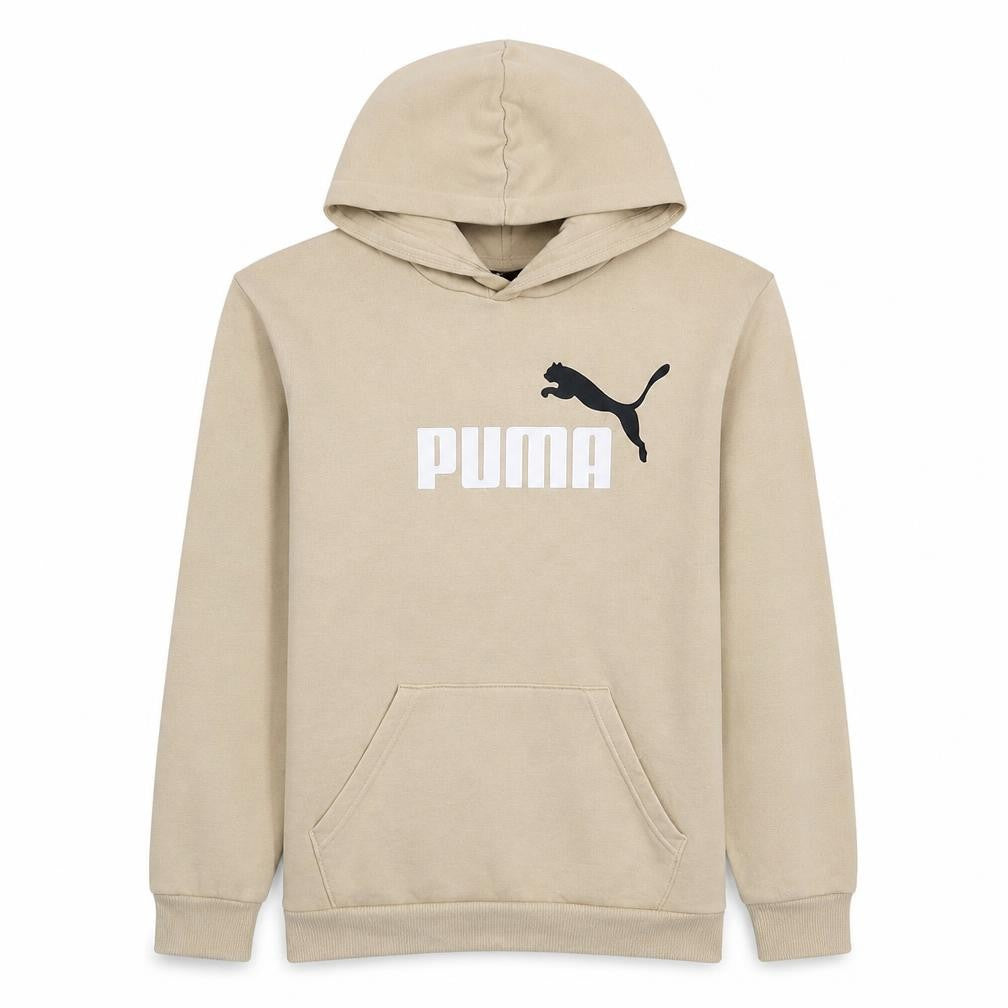 Puma Boys Beige Pullover Hoodie 15-16 Years Graphic Logo Cotton Blend