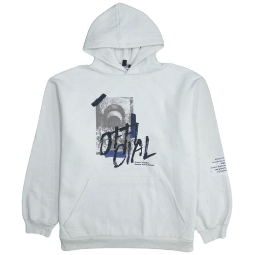 boohooMAN Mens White Graphic Print Pullover Hoodie L