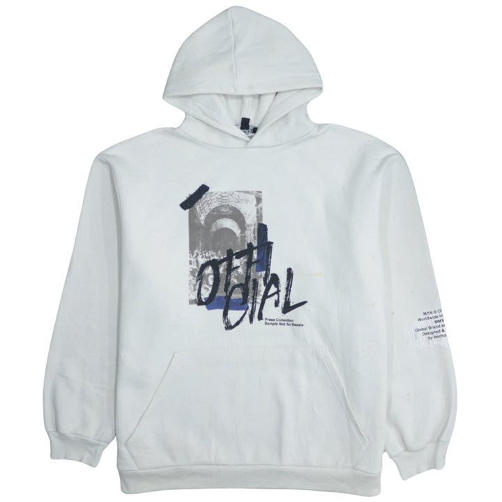 boohooMAN Mens White Graphic Print Pullover Hoodie L