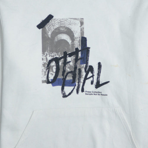 boohooMAN Mens White Graphic Print Pullover Hoodie L