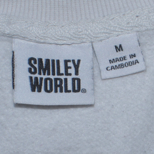 Smiley World Women's White Graphic Pullover Sweatshirt M