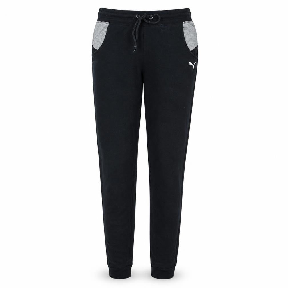 Front view of Puma Women Black Jogger Sweatpants, size 10, Cotton Blend