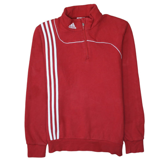 adidas Mens Red 1/4 Zip Sports Sweatshirt Size M Regular Fit