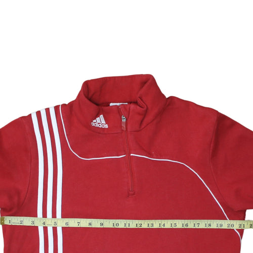 adidas Mens Red 1/4 Zip Sports Sweatshirt Size M Regular Fit