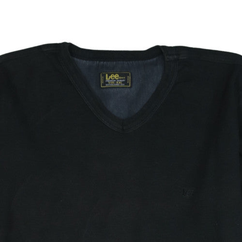 Lee Men's Black Long Sleeve V-Neck Cotton T-Shirt XXL