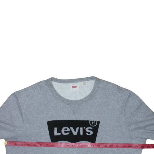 Levi's Mens Grey Logo Crew Neck Fleece Sweatshirt Size M