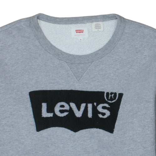 Levi's Mens Grey Logo Crew Neck Fleece Sweatshirt Size M