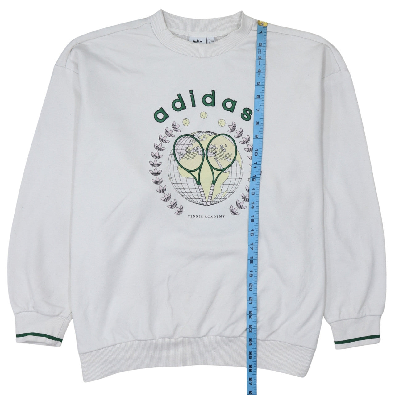Adidas Womens White Tennis Academy Sweatshirt Size 8 Cotton Crew Neck