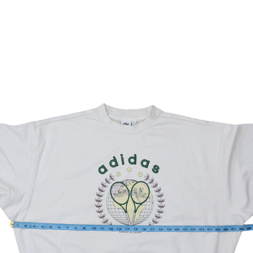 Adidas Womens White Tennis Academy Sweatshirt Size 8 Cotton Crew Neck