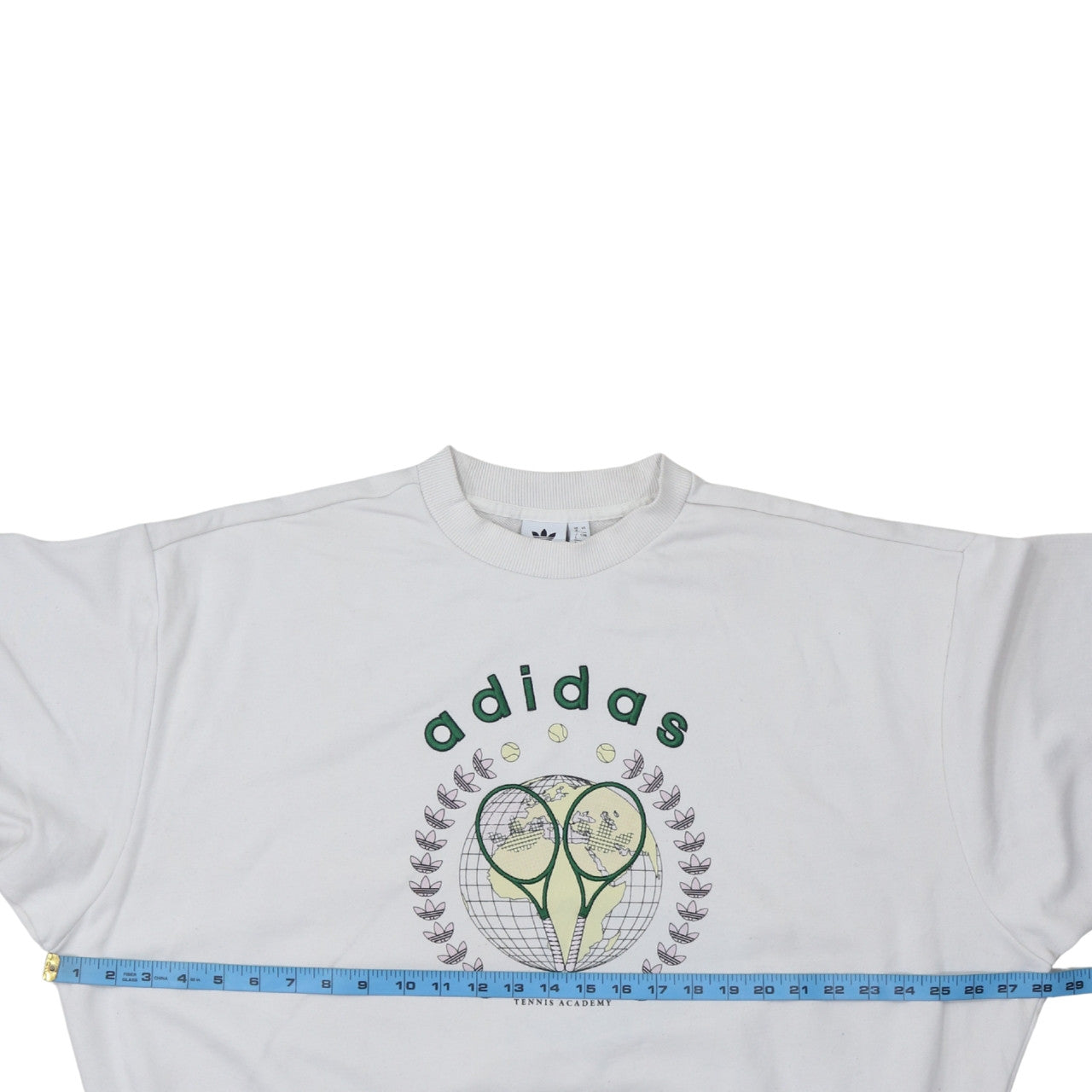 Adidas Womens White Tennis Academy Sweatshirt Size 8 Cotton Crew Neck