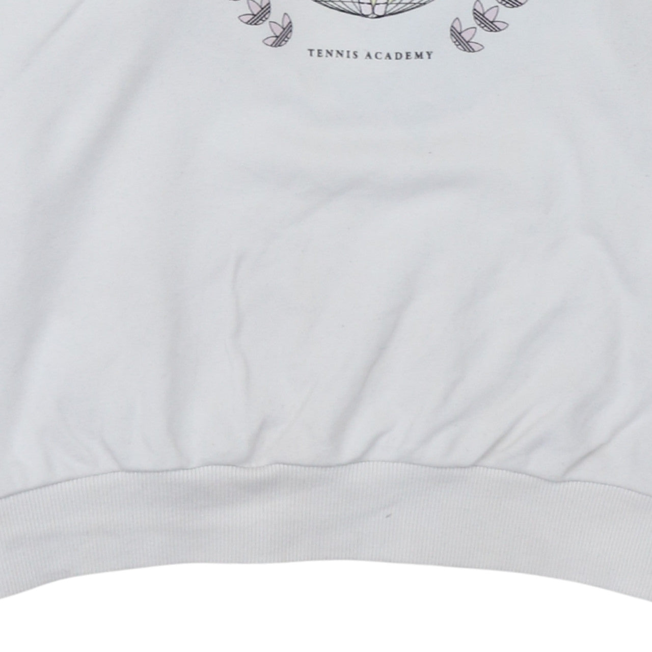 Adidas Womens White Tennis Academy Sweatshirt Size 8 Cotton Crew Neck
