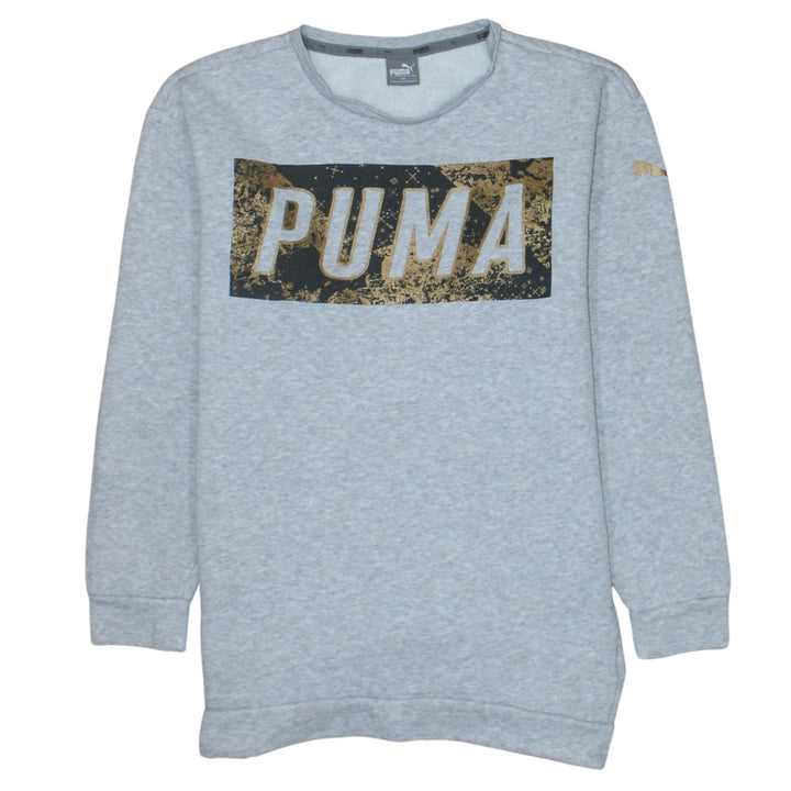Puma Boys Grey Gold Logo Crew Neck Sweatshirt Size 158