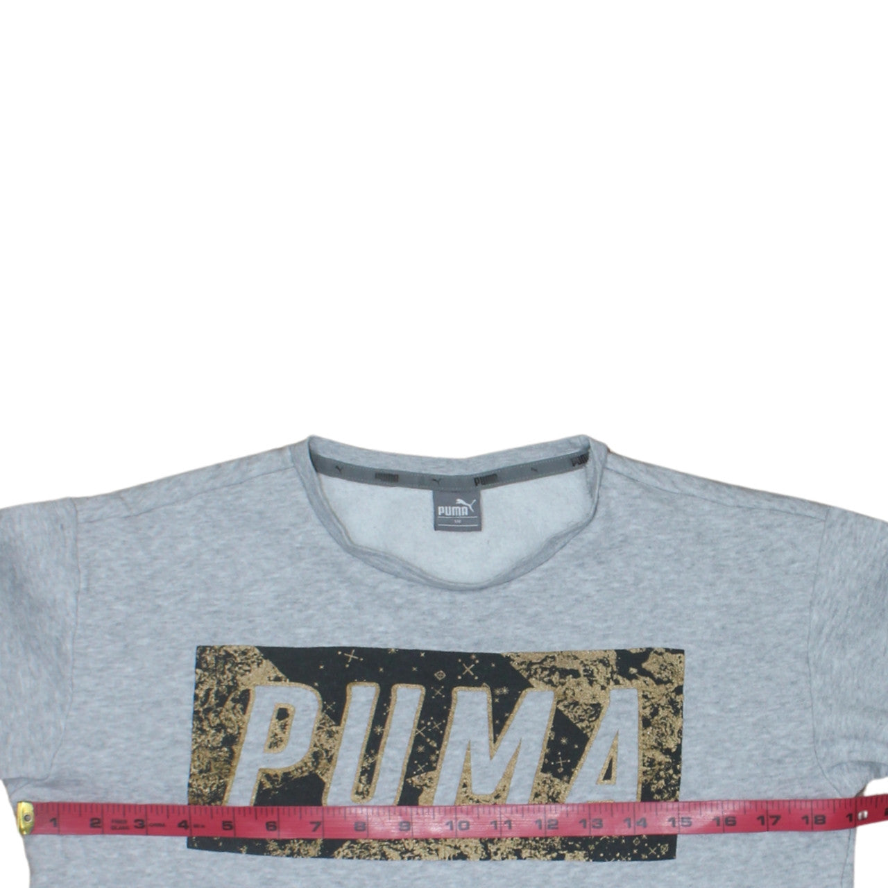Puma Boys Grey Gold Logo Crew Neck Sweatshirt Size 158