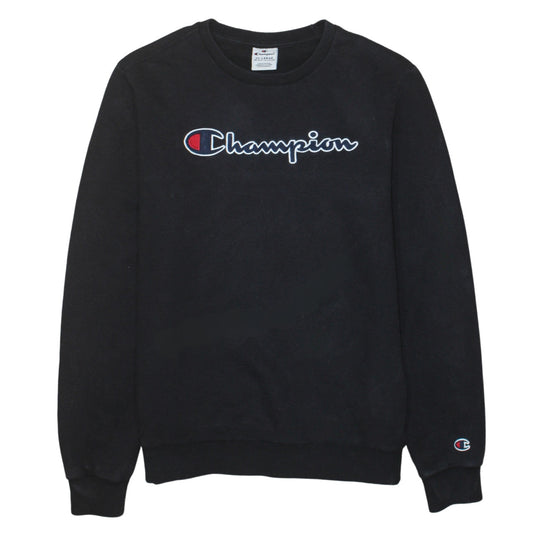 Champion Boys Black 2XL Sweatshirt Crew Neck Logo Cotton Blend