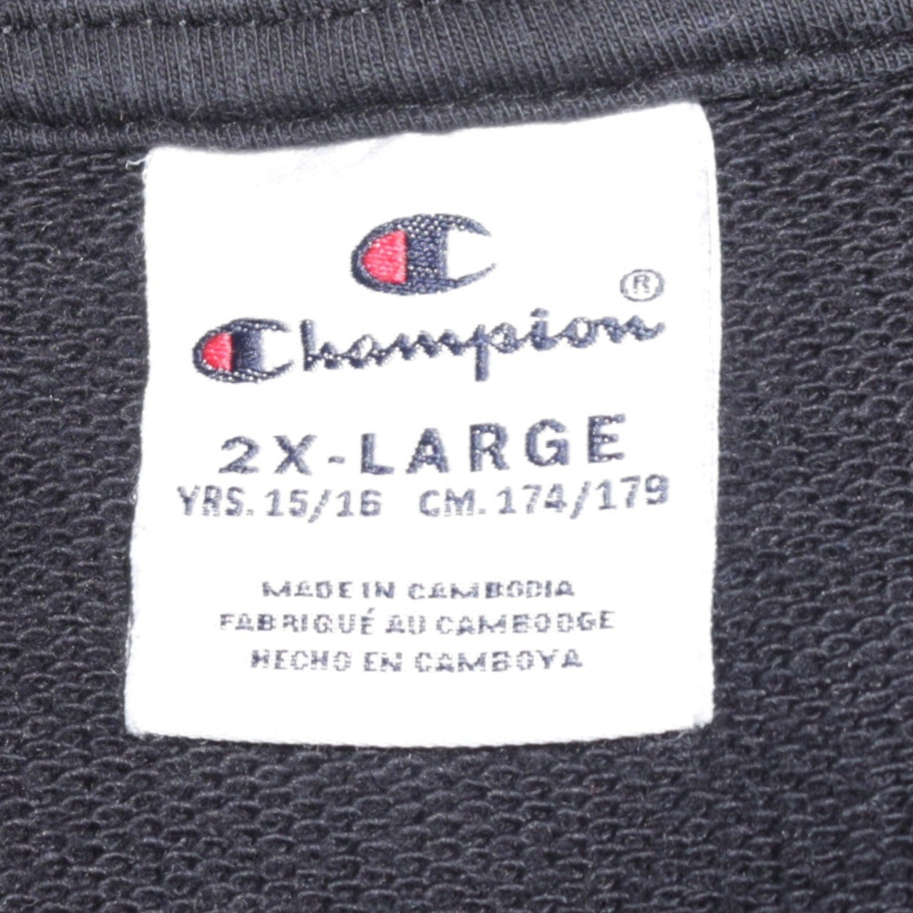 Champion Boys Black 2XL Sweatshirt Crew Neck Logo Cotton Blend