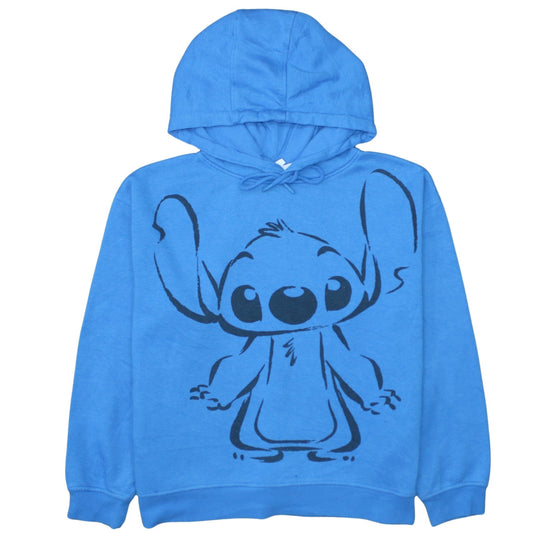 Disney Womens Blue Stitch Hoodie Size L 14/16 Pullover Primark Cares