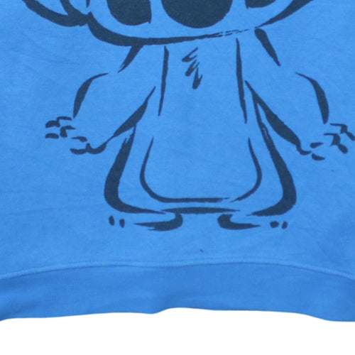 Disney Womens Blue Stitch Hoodie Size L 14/16 Pullover Primark Cares