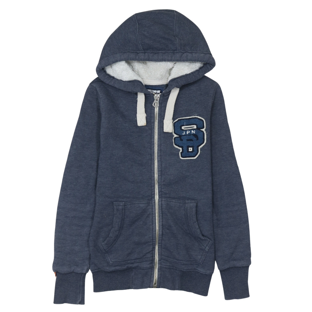 Superdry Mens Blue Full Zip Hoodie Small Japan Graphic Cotton Blend