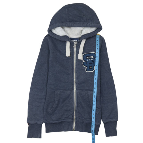 Superdry Mens Blue Full Zip Hoodie Small Japan Graphic Cotton Blend