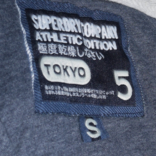 Superdry Mens Blue Full Zip Hoodie Small Japan Graphic Cotton Blend
