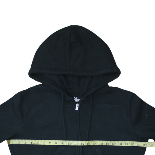 Hollister Women Black M Full Zip Cropped Hoodie Cotton Blend