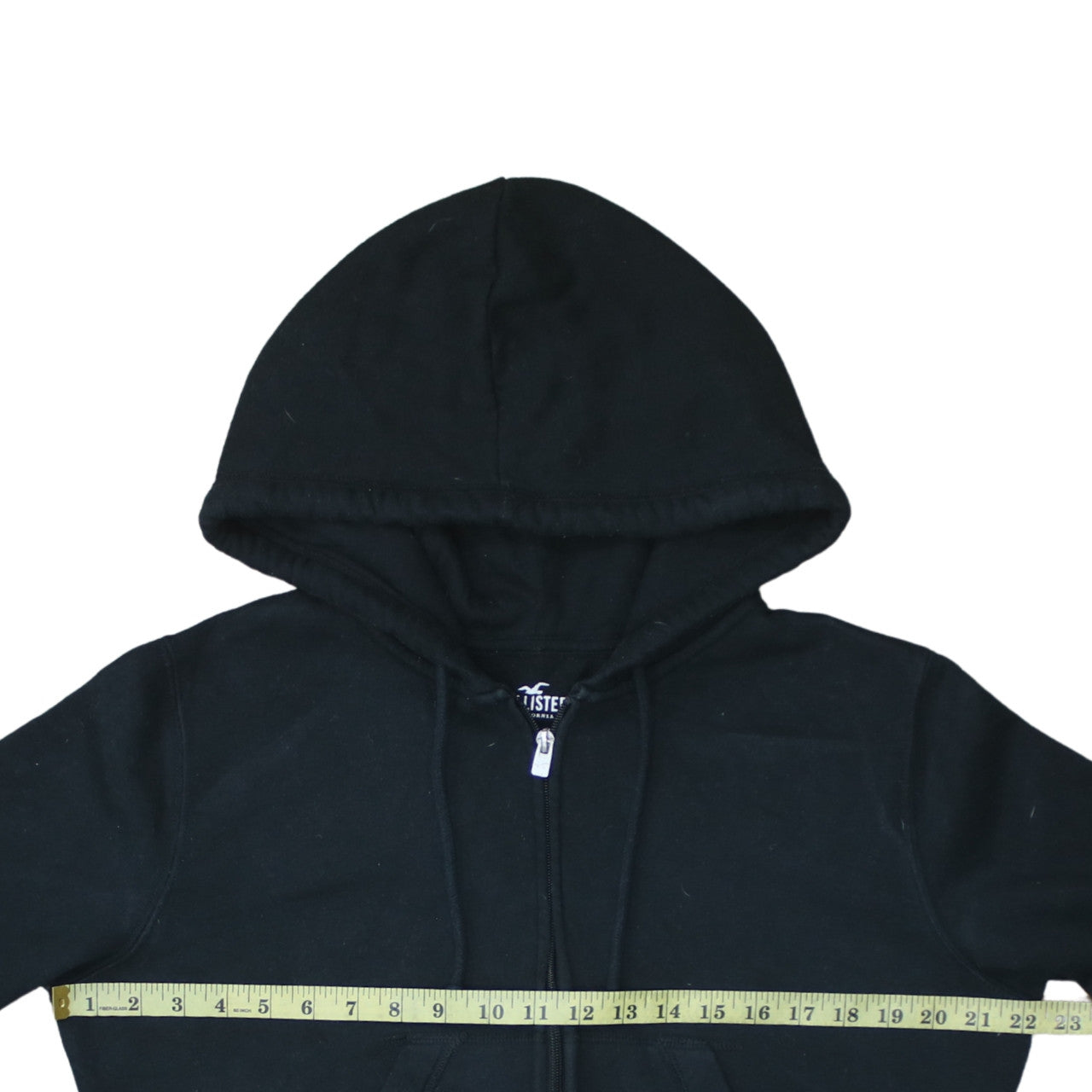 Hollister Women Black M Full Zip Cropped Hoodie Cotton Blend