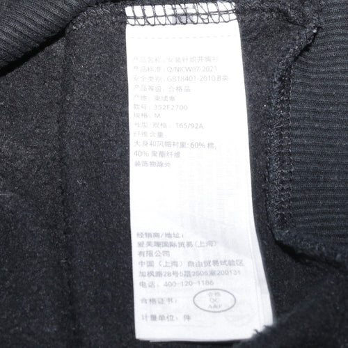 Hollister Women Black M Full Zip Cropped Hoodie Cotton Blend