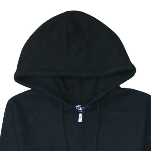 Hollister Women Black M Full Zip Cropped Hoodie Cotton Blend