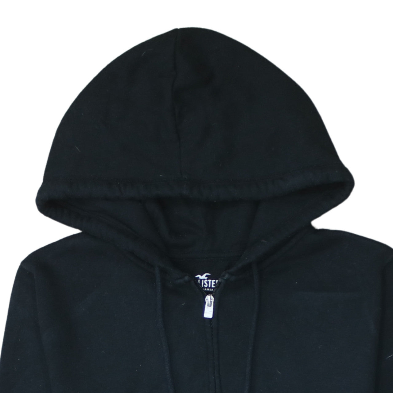 Hollister Women Black M Full Zip Cropped Hoodie Cotton Blend