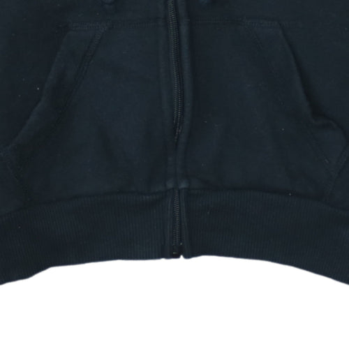 Hollister Women Black M Full Zip Cropped Hoodie Cotton Blend