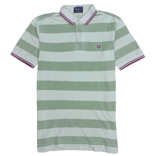 Fred Perry Men’s Green Striped Cotton Polo Shirt Size M