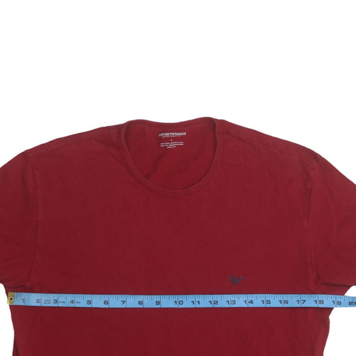 Emporio Armani Men's Red Cotton Crew Neck Short Sleeve T-Shirt Size L