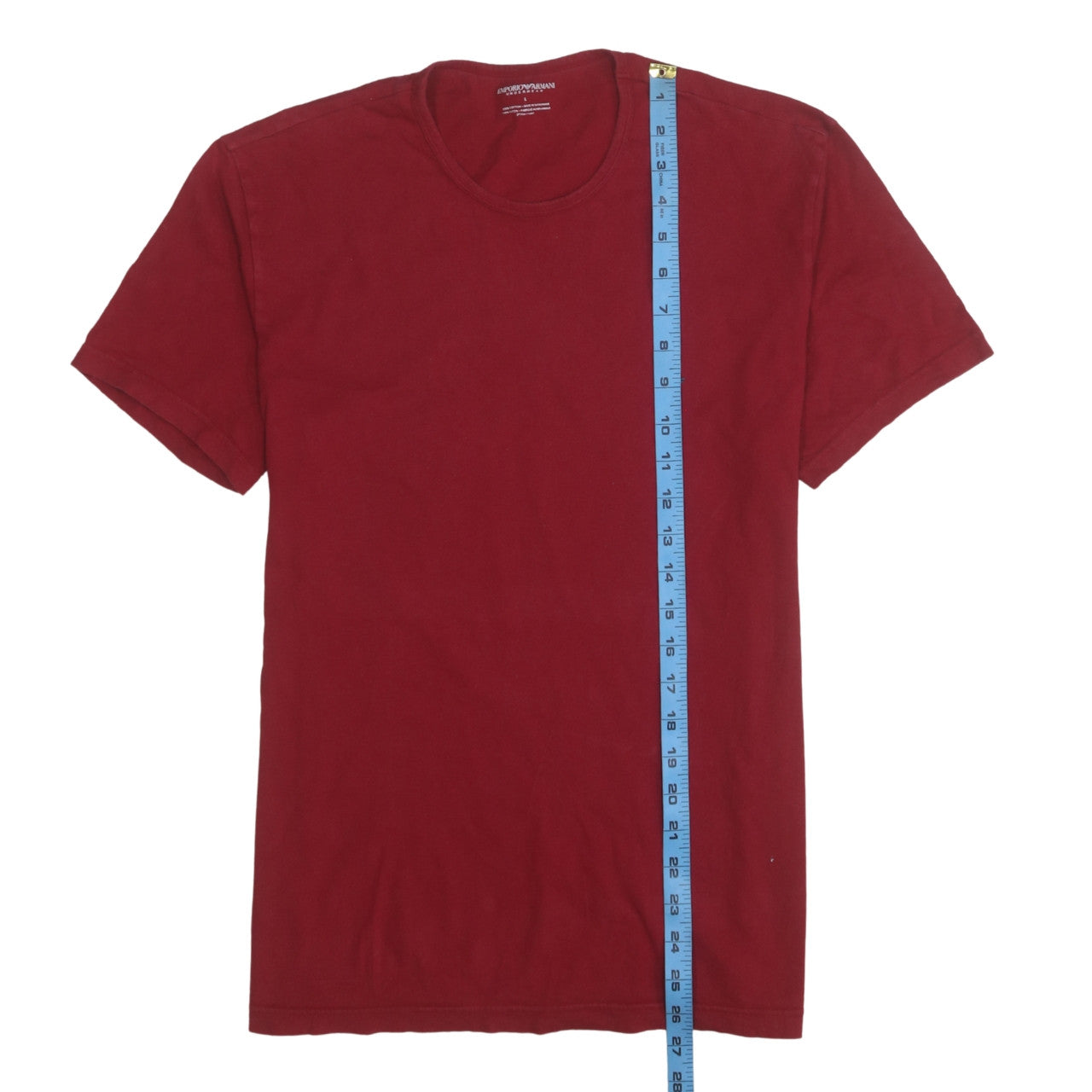 Emporio Armani Men's Red Cotton Crew Neck Short Sleeve T-Shirt Size L