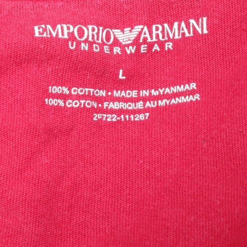Emporio Armani Men's Red Cotton Crew Neck Short Sleeve T-Shirt Size L