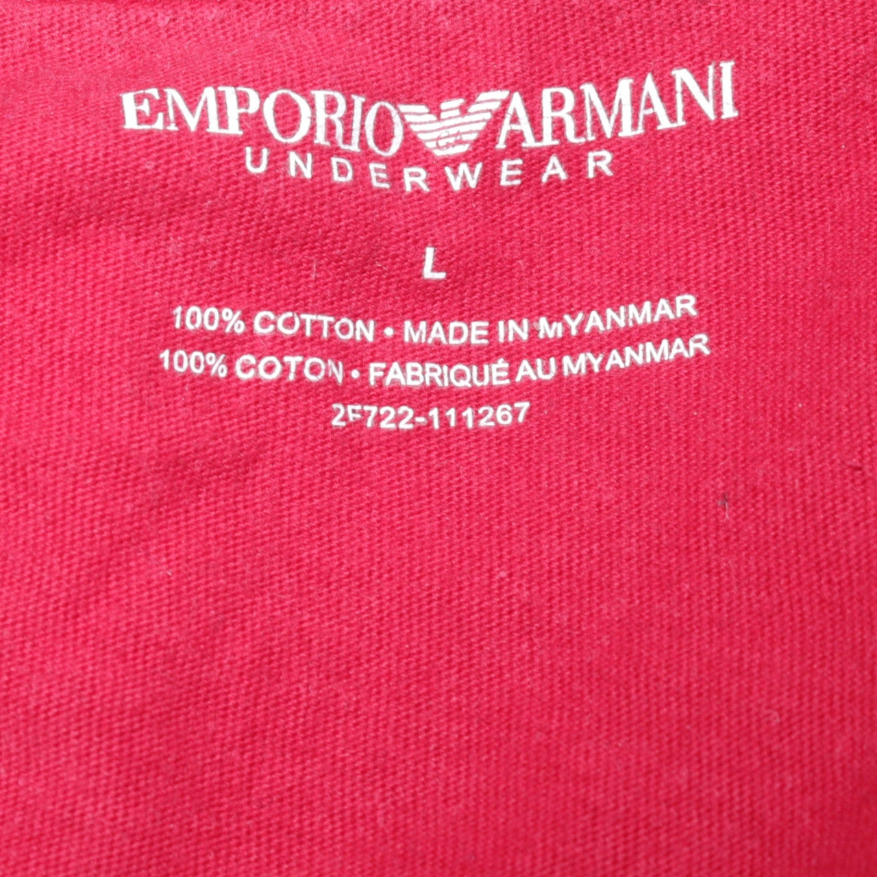 Emporio Armani Men's Red Cotton Crew Neck Short Sleeve T-Shirt Size L