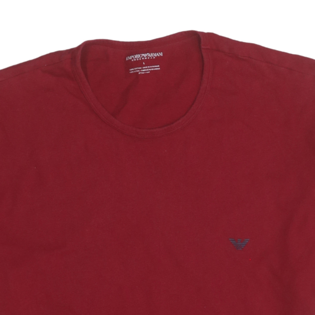 Emporio Armani Men's Red Cotton Crew Neck Short Sleeve T-Shirt Size L
