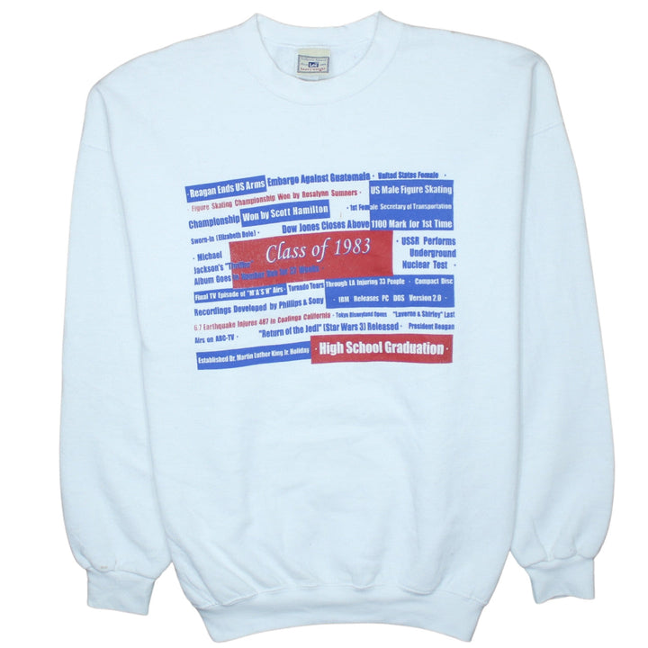 Lee Mens White Class of 1983 Retro Graphic Pullover Sweatshirt L