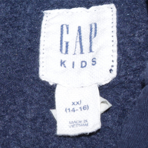 GAP Kids Boys Navy Blue Full Zip Hoodie Size 14-16 Years Cotton Blend