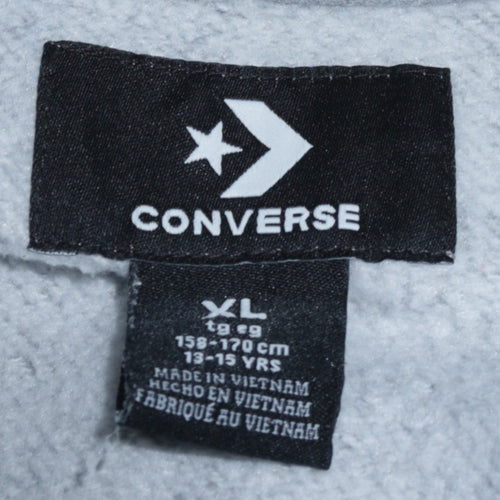 Converse Boys Grey Full Zip Hoodie XL 13-15 Years Cotton Blend Logo