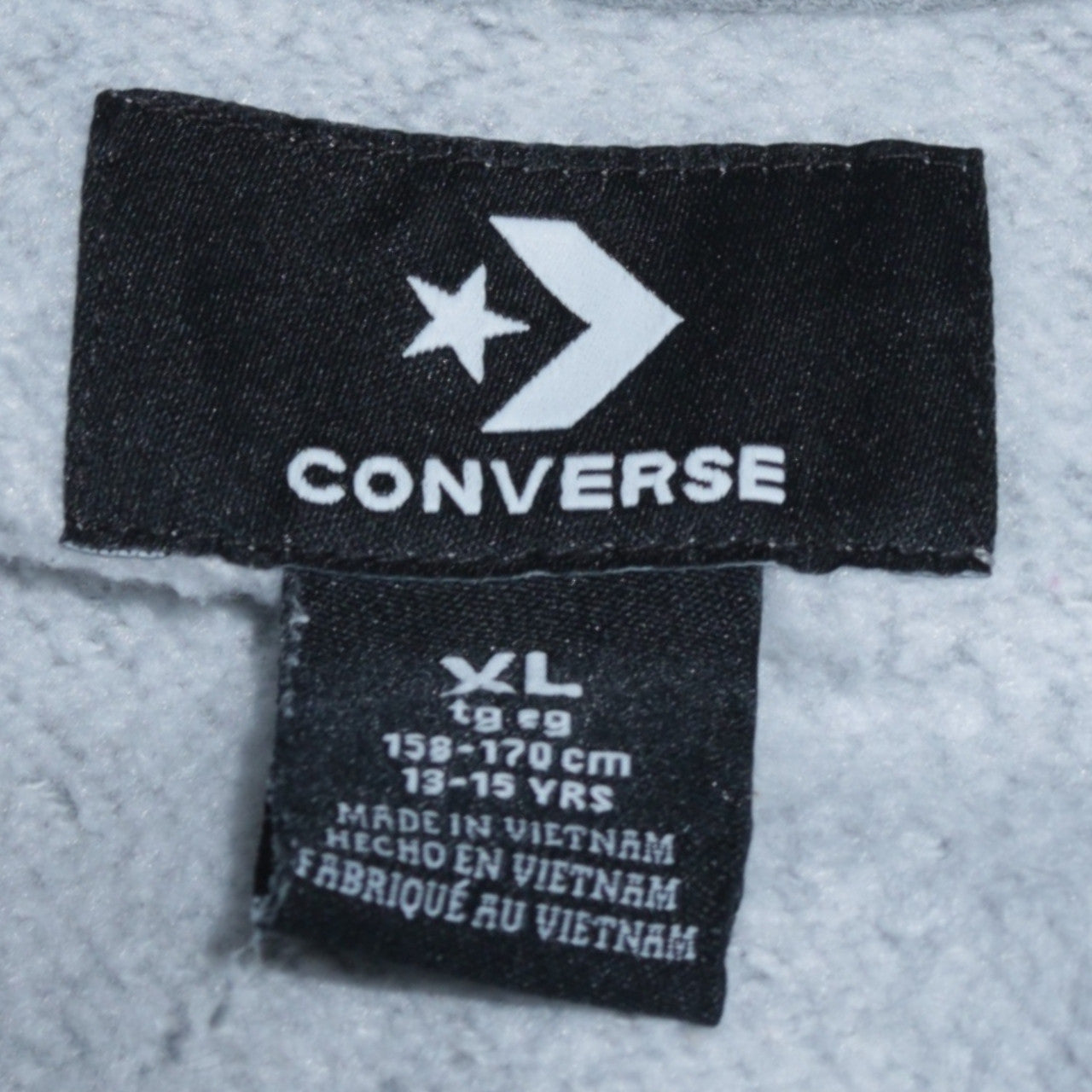 Converse Boys Grey Full Zip Hoodie XL 13-15 Years Cotton Blend Logo