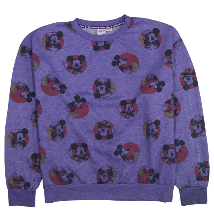 Disney Womens Purple Mickey Mouse Pullover Sweatshirt L