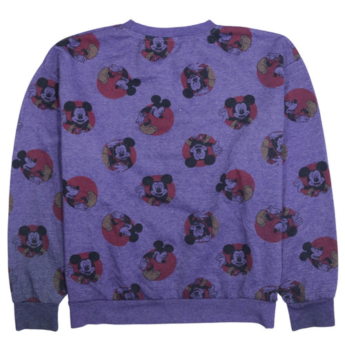 Disney Womens Purple Mickey Mouse Pullover Sweatshirt L