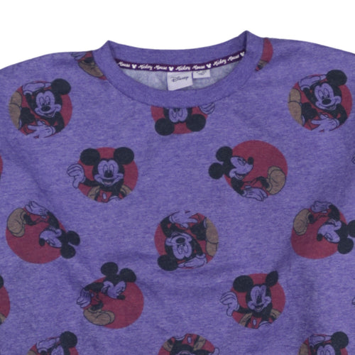 Disney Womens Purple Mickey Mouse Pullover Sweatshirt L