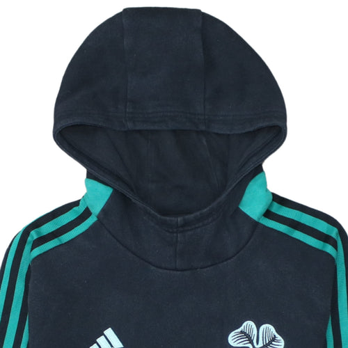 Adidas Boys Black & Teal Pullover Hoodie 13-14 Years Celtic Football Fan Gear