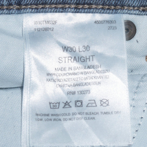 Wrangler Mens Blue Straight Fit Denim Jeans W30 L30 Classic Style