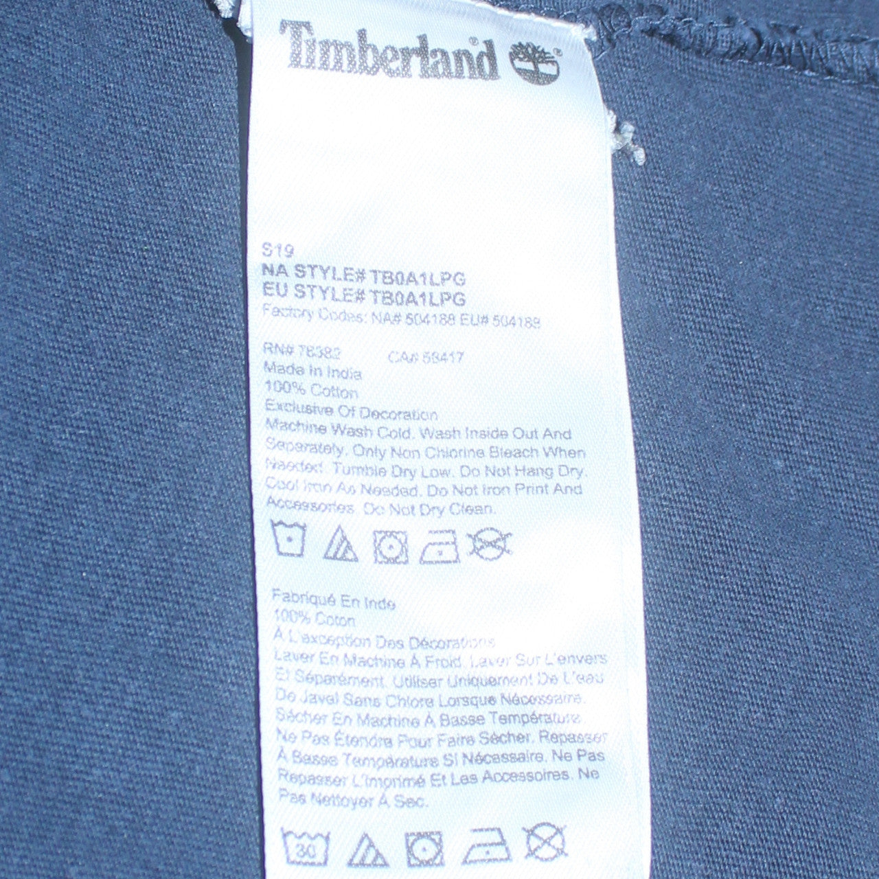 Timberland Men's Navy Blue Cotton Crew Neck Slim Fit T-Shirt L