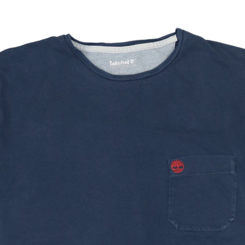 Timberland Men's Navy Blue Cotton Crew Neck Slim Fit T-Shirt L